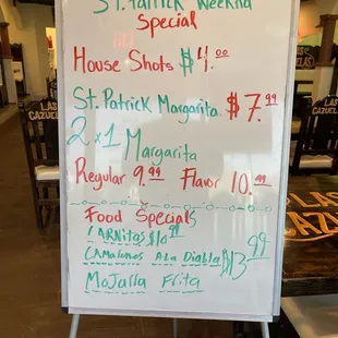 Last weekend's specials.