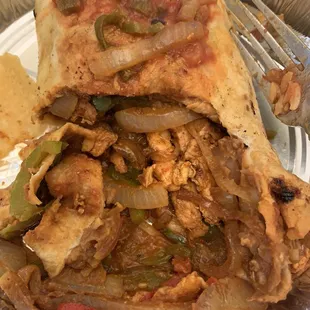 I am not sure what it is.  I didn't order one jumbo tortilla filled with caca.   for those who don't speak Spanish.