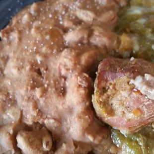 Beans were old and crusted over.