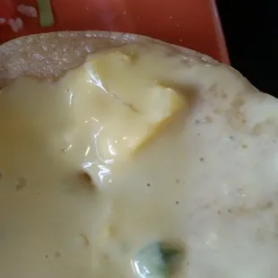 Cold chunks of velveeta in my queso