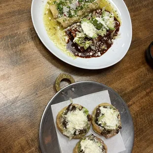 Enchiladas and 3 Pieces Sopes