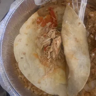 Would be great if there was actually chicken in my quesadilla.