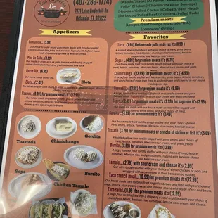Front of menu