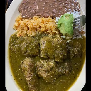 Costillas in salsa verde plate (por ribs in spicy green sauce)