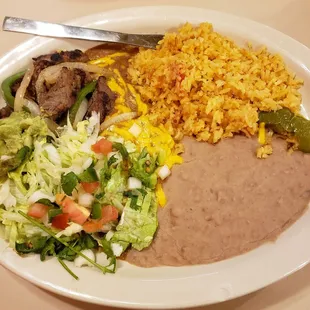 Fajita and enchilada plate