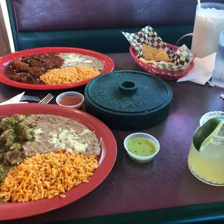 Chile Verde (pork) or Chile Colorado (Beef)