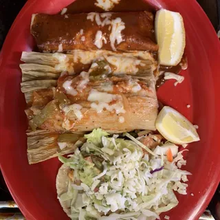 35. Enchilada y Tamal Combo Platter
