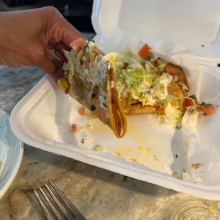 No meat in the Taco Loco (barely).