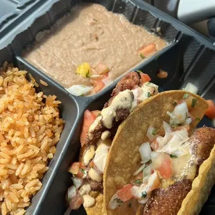 Fish tacos with hard shell