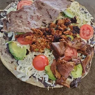 Mexican tyluda tortilla pizza! Huge! Awesome!