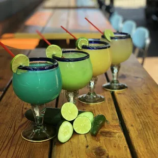  a row of margaritas