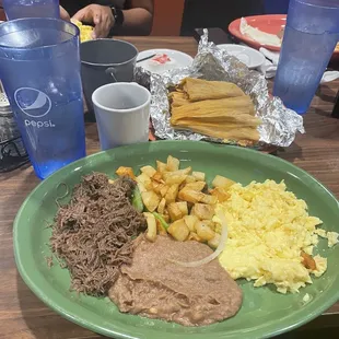 Barbacoa and Eggs Plate