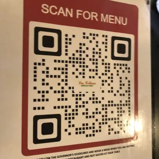 a scan for menu