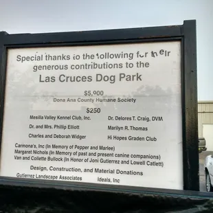 Thanks to those who made this dog park happen.