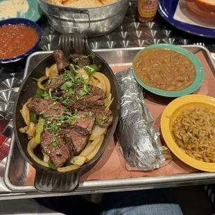 Hanger steak fajitas.