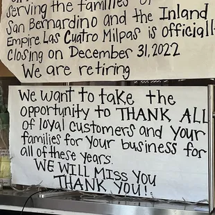 a sign in the window