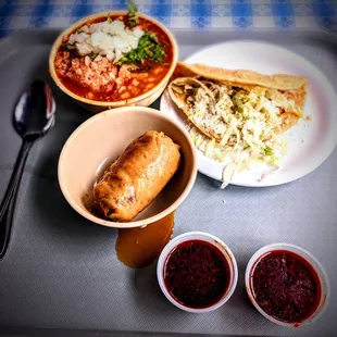 a tray of food