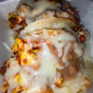 Breakfast tacos with chorizo