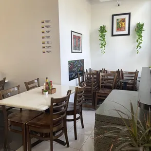 tables and chairs in a restaurant