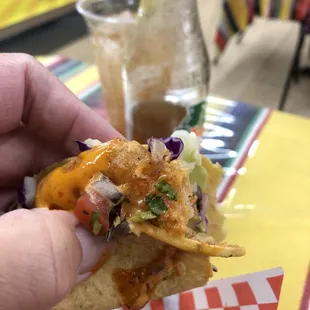 a hand holding a tortilla