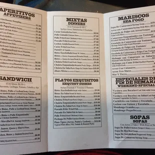 menu