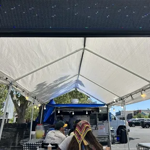 View of the truck from the seating area