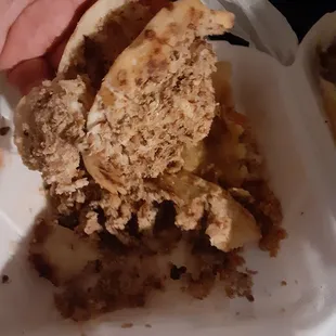Order of chicharon pupusas $4.50 a piece the completely fell apart.