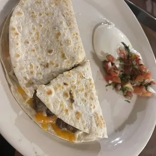 Steak Quesadilla.  Piss poor execution this time. It was barely even heated.  It was close to closing time I guess it's my fault.