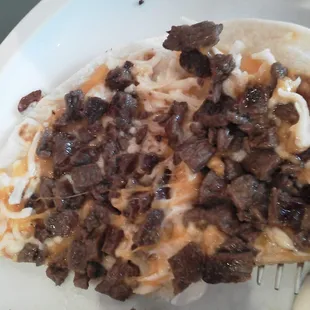 The inner works of the steak quesadilla.