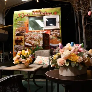 a table with flowers on it