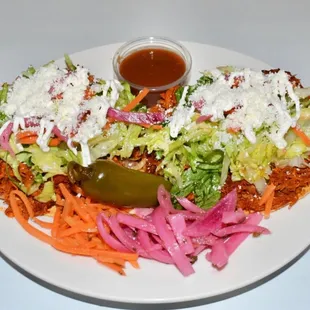 a plate of mexican food