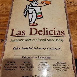 a menu for mexican food