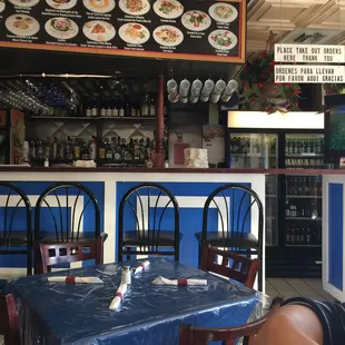 tables and chairs in a restaurant