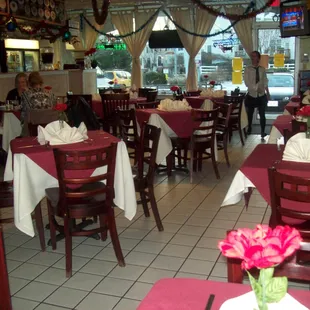 tables and chairs in a restaurant