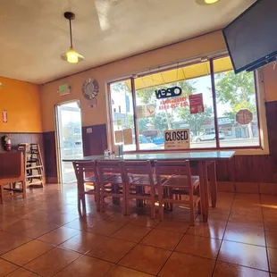 a view of the dining area