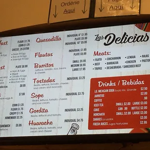 the menu