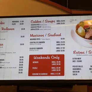 the menu