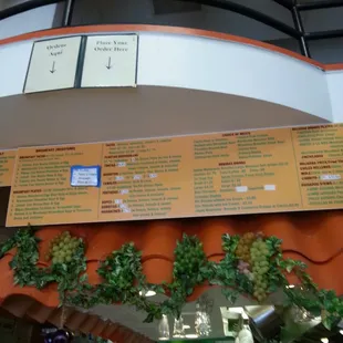 The menu up above the counter.