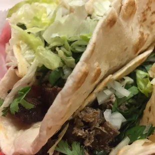 Fajita beef and barbacoa taco