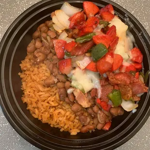 a bowl of beans and rice