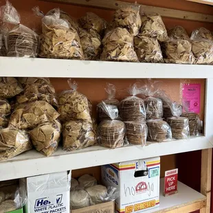 Freshly made tortilla chips, pupusas, and hard tortilla shells