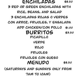 a menu for a mexican restaurant