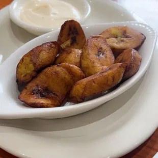Plátano frito con crema delicioso