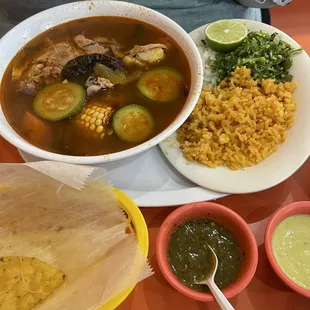 Caldo Tlalpeno...Chicken soup with Chipotle peppers.