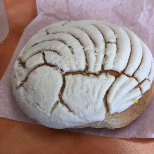 a doughnut on a table
