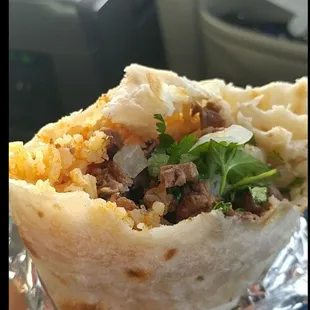 Inside Carne Asada Burrito