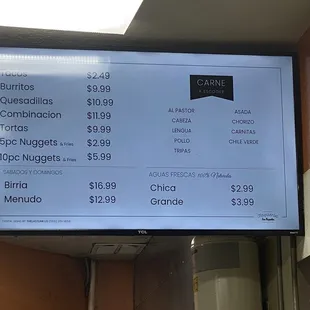 a menu for a mexican restaurant