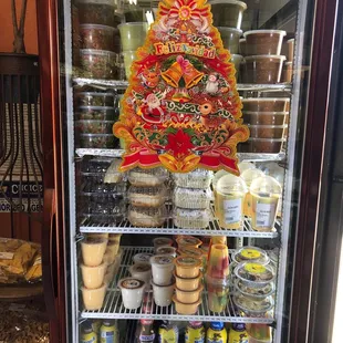 Several types of salsas plus other type of goodies