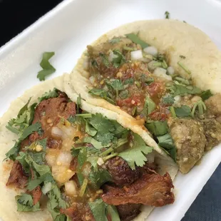 Al Pastor &amp; Chile Verde (on homemade tortilla)