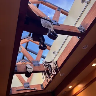 a view of a skylight in a restaurant